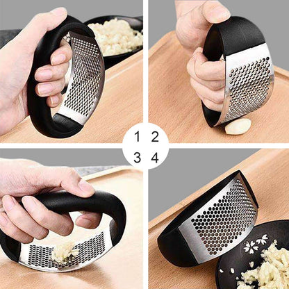Stainless Steel Rocker Garlic Press, Ergonomic Manual Rolling, for Quickly Mincing Garlic in the Kitchen