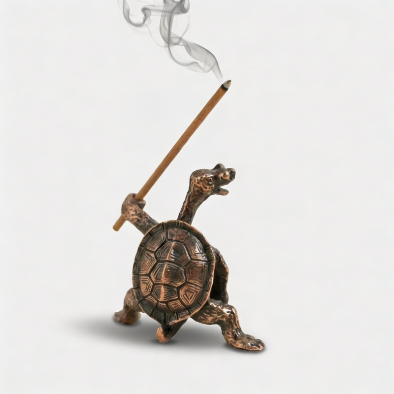 Patinated Brass Turtle Incense Holder for Aromatherapy, Meditation, and Zen Decoration