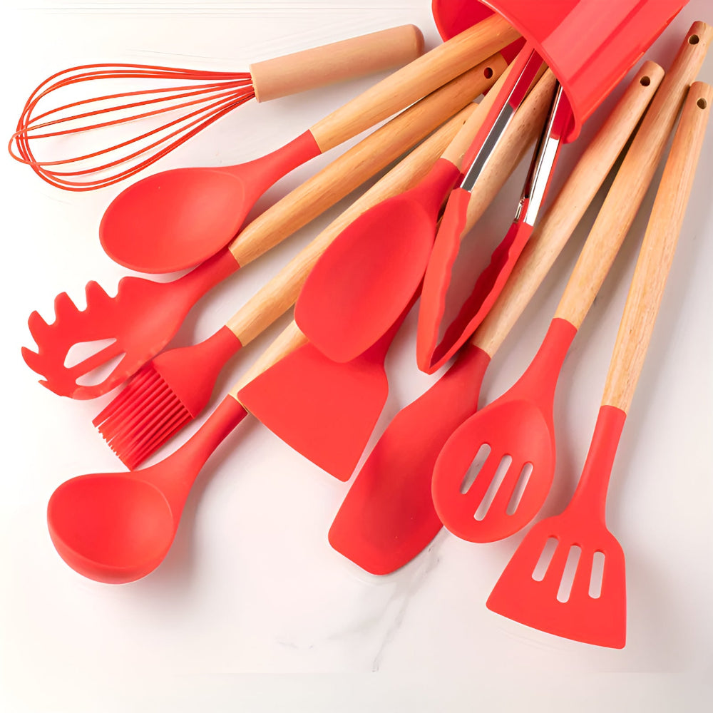 Soléra – Ensemble d’Ustensiles de Cuisine en Silicone Minimalistes et Durables
