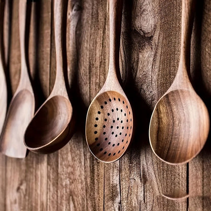 Terra – Set d’Ustensiles de Cuisine en Bois Naturel et Ergonomique (5 Pièces)