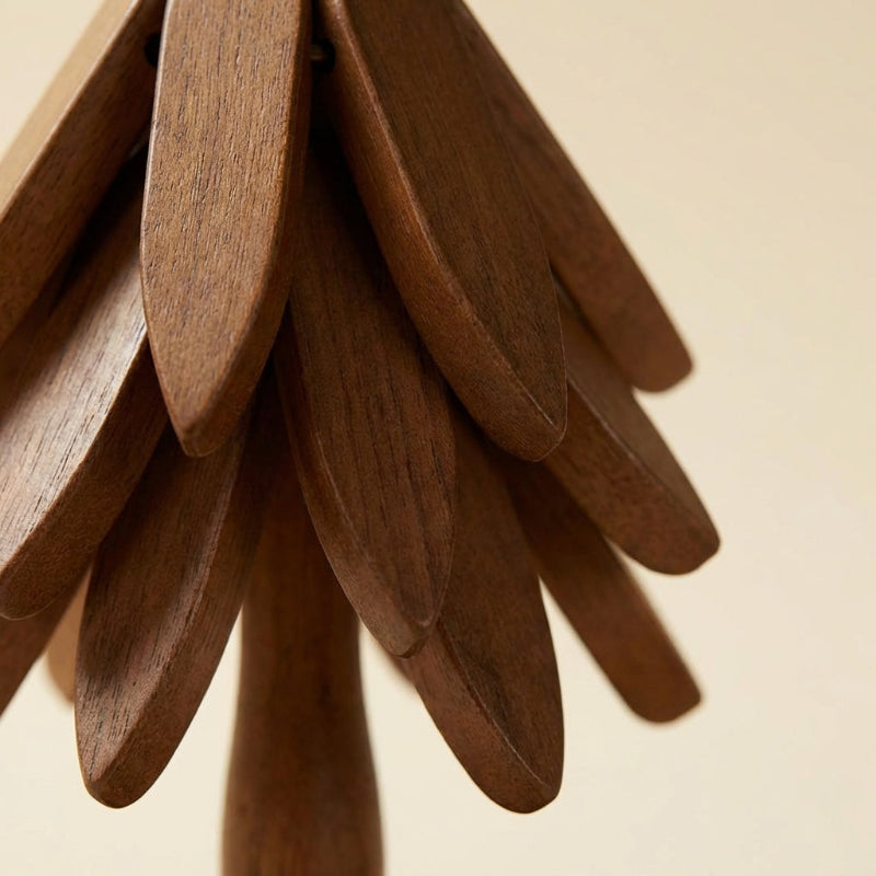 Set de Dessous de Verre en Bois Forme Feuilles Empilables sur Support Sculpté en Forme d'Arbre pour Décoration de Table
