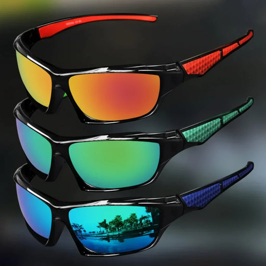 Lunettes de Soleil Sport Unisexes Polarisées Anti-Reflets Protection UV Monture Enveloppante avec Embouts Caoutchouc