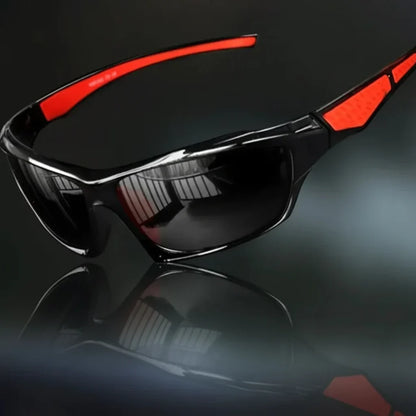Lunettes de Soleil Sport Unisexes Polarisées Anti-Reflets Protection UV Monture Enveloppante avec Embouts Caoutchouc
