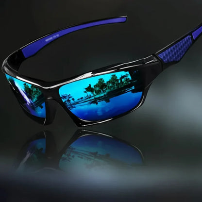 Lunettes de Soleil Sport Unisexes Polarisées Anti-Reflets Protection UV Monture Enveloppante avec Embouts Caoutchouc