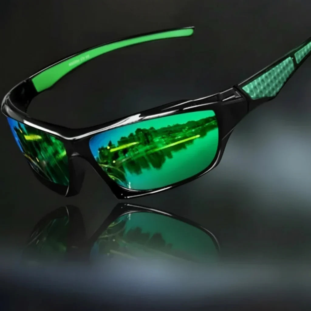 Lunettes de Soleil Sport Unisexes Polarisées Anti-Reflets Protection UV Monture Enveloppante avec Embouts Caoutchouc