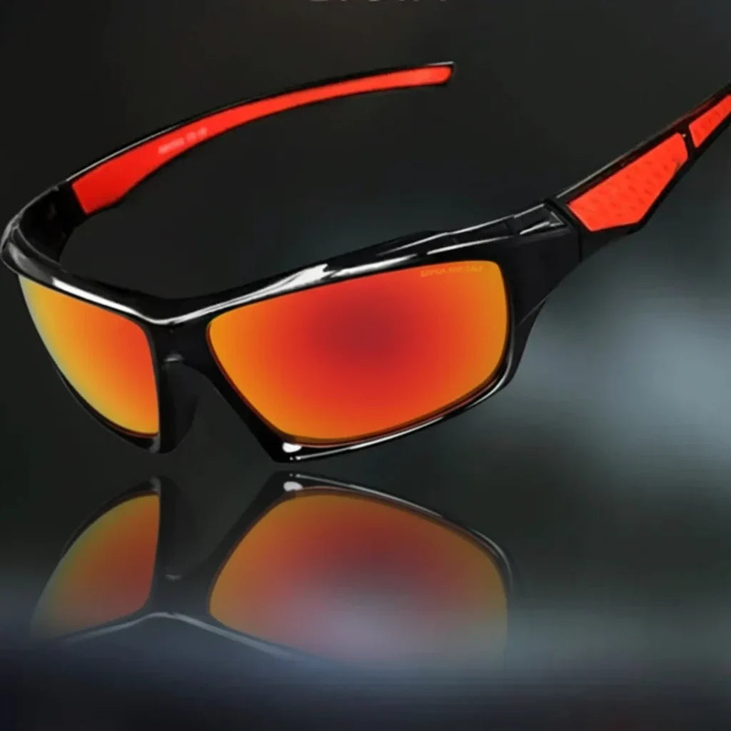 Lunettes de Soleil Sport Unisexes Polarisées Anti-Reflets Protection UV Monture Enveloppante avec Embouts Caoutchouc