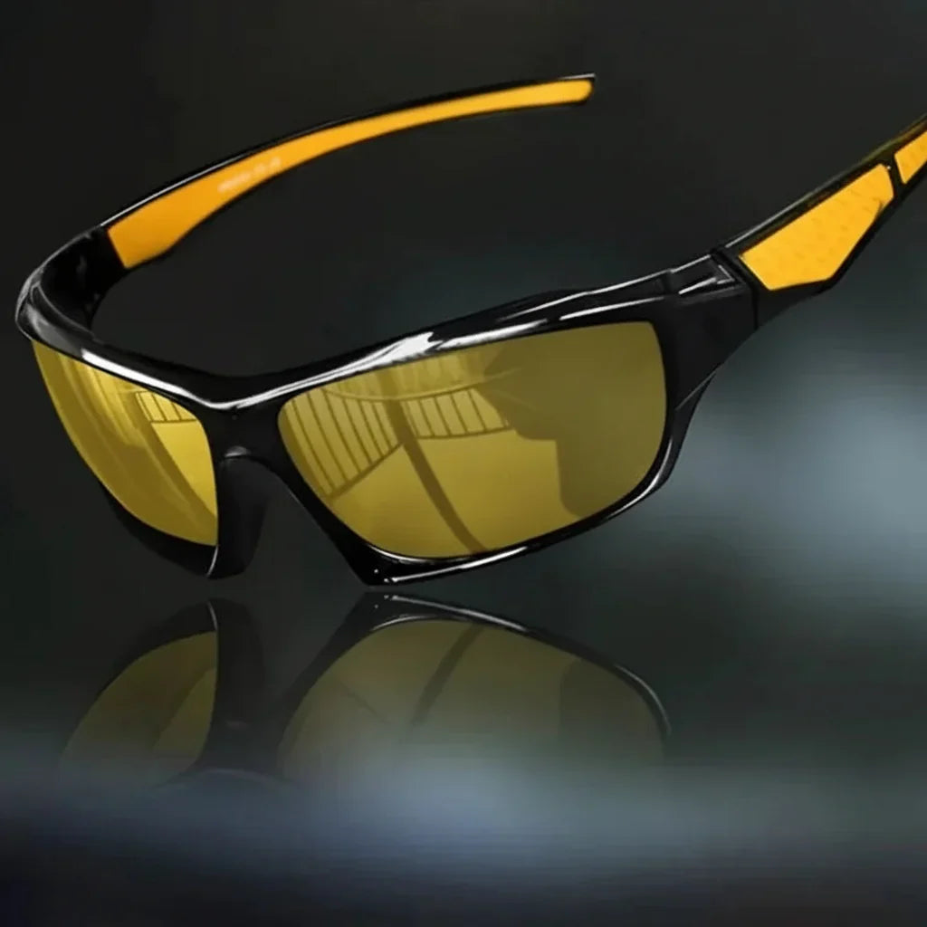 Lunettes de Soleil Sport Unisexes Polarisées Anti-Reflets Protection UV Monture Enveloppante avec Embouts Caoutchouc