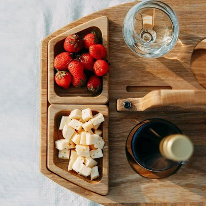 Terra – Table de Pique-Nique Pliable en Bois Naturel pour Vin et Apéritif