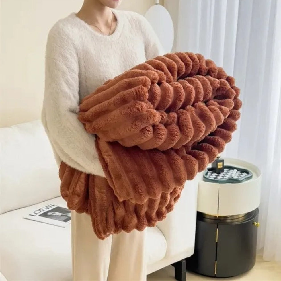 Velora – Plaid Doux à Rayures Luxueux et Confortable