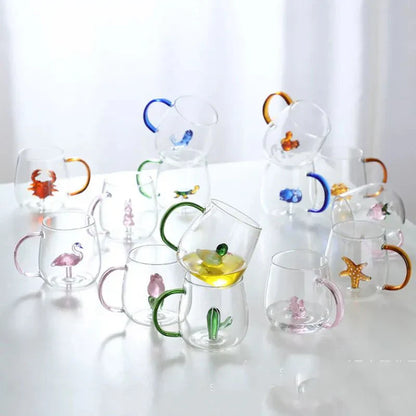 Terra – Tasse en Verre Borosilicate avec Motif Animal 3D Ludique et Élégant