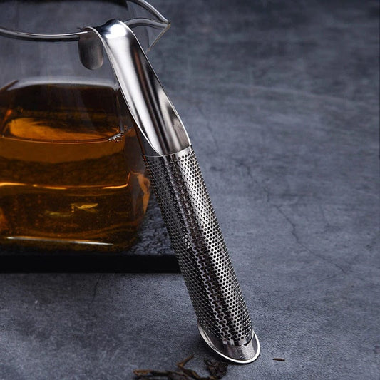 Infuseur à Thé en Acier Inoxydable Cylindrique Micro-Perforé avec Poignée Pliable pour Théière Tasse et Thé en Vrac