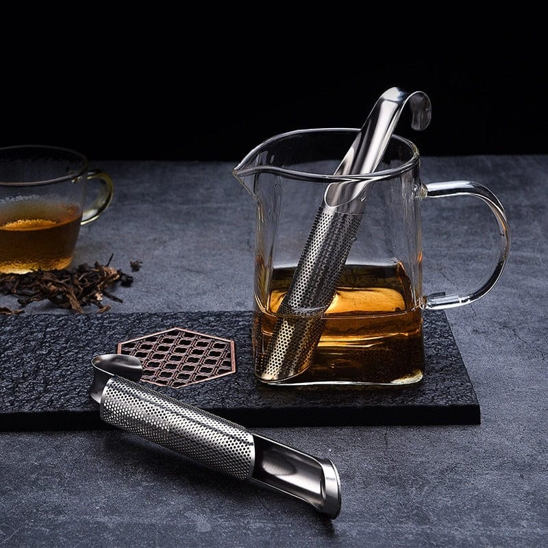 Infuseur à Thé en Acier Inoxydable Cylindrique Micro-Perforé avec Poignée Pliable pour Théière Tasse et Thé en Vrac