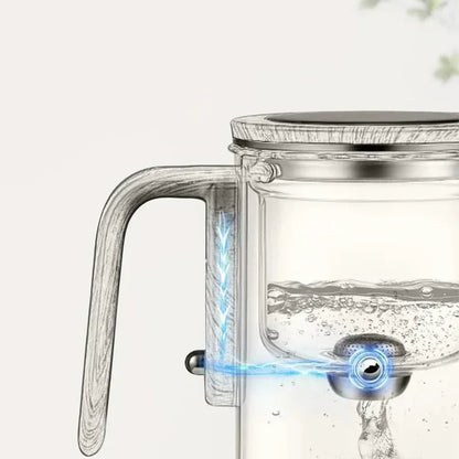 Terra – Théière en Verre Borosilicaté avec Infuseur Acier et Poignée Bois