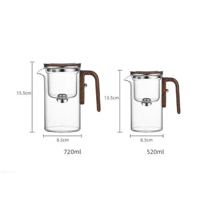 Terra – Théière en Verre Borosilicaté avec Infuseur Acier et Poignée Bois