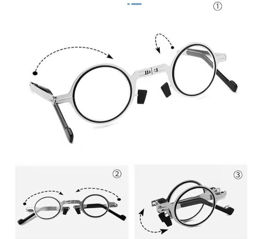 Compact Foldable Metal Reading Glasses with Integrated Hard Case for Travel and Daily Use
