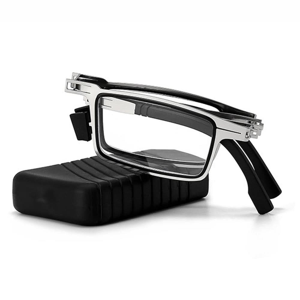 Compact Foldable Metal Reading Glasses with Integrated Hard Case for Travel and Daily Use