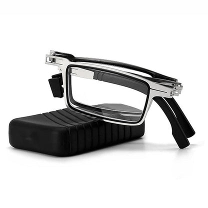 Compact Foldable Metal Reading Glasses with Integrated Hard Case for Travel and Daily Use