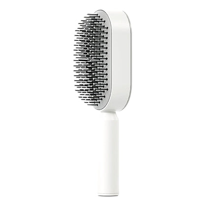 Brosse à Cheveux Auto-Nettoyante avec Coussin d'Air et Picots Flexibles pour Massage du Cuir Chevelu