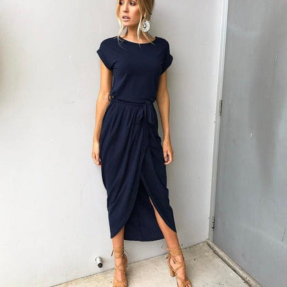 Robe à Manches Courtes pour Femmes avec Imprimé de Loup Élégante