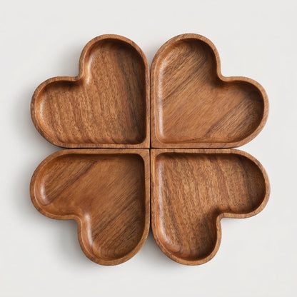 Coupelle Décorative en Bois Massif en Forme de Cœur Sculpté pour Bijoux et Petits Objets Vide-Poche